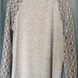 Elegant Gray Crochet Sleeve Top